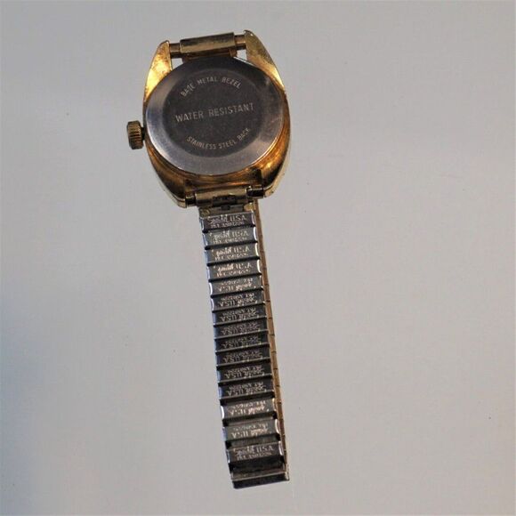 Vintage Timex Date Watch Gold Tone Stretch Band Manual Wind Women - Picture 6 of 8